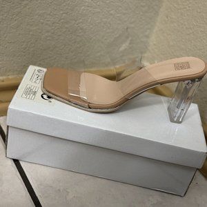 Clear strap chunky heels